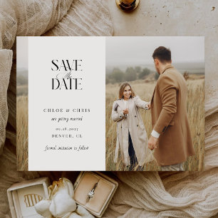 Minimalistische kalligrafie Eenvoudige script Huwe Save The Date