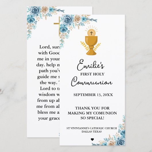Minimalistische kalligrafie eerste heilige communi (Voorkant / Achterkant)