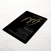 MINIMALISTISCHE Kalligrafie elegante 50e partij zw Folie Uitnodiging (Gedraaid)