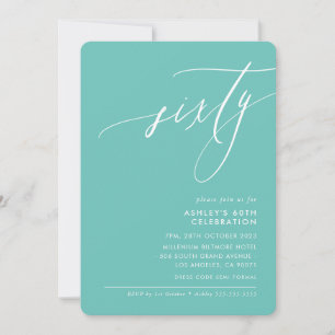 MINIMALISTISCHE Kalligrafie elegante 60e feestmunt Kaart