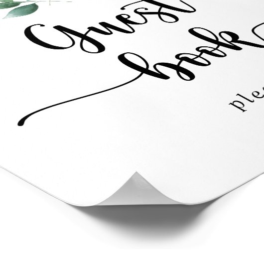 Minimalistische kalligrafie Eucalyptus gastboekbor Poster (Hoek)