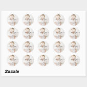 Minimalistische kalligrafie Foto Baby Doop Ronde Sticker (Vel)