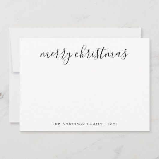 Minimalistische kalligrafie Foto Kerstmis Feestdagenkaart (Voorkant)