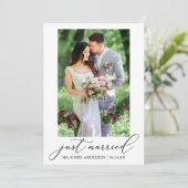 Minimalistische kalligrafie Foto Net Getrouwd Trou Aankondiging (Staand voorkant)