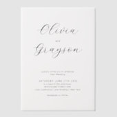 Minimalistische kalligrafie foto overlay bruiloft vellum uitnodigingen (Voorkant)