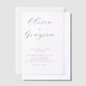 Minimalistische kalligrafie foto overlay bruiloft vellum uitnodigingen (Offset)