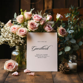 Minimalistische kalligrafie Gastenboek Witte bruil Reclamebord Met Voetstuk