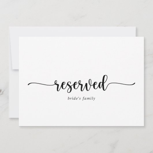 Minimalistische kalligrafie Gereserveerd Teken (Achterkant)