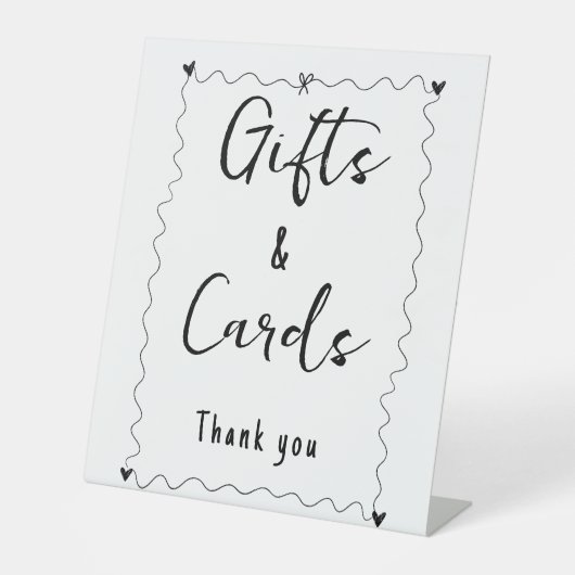 Minimalistische kalligrafie Gift en Kaarten trouwb Reclamebord Met Voetstuk (Voorkant)