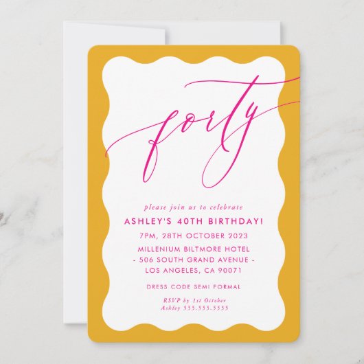 MINIMALISTISCHE Kalligrafie golf 40e partij roze g Kaart (Voorkant)