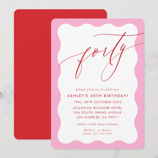 MINIMALISTISCHE Kalligrafie golf 40e partij roze r Kaart (Voorkant / Achterkant)