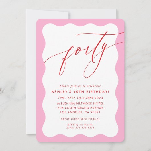 MINIMALISTISCHE Kalligrafie golf 40e partij roze r Kaart (Voorkant)