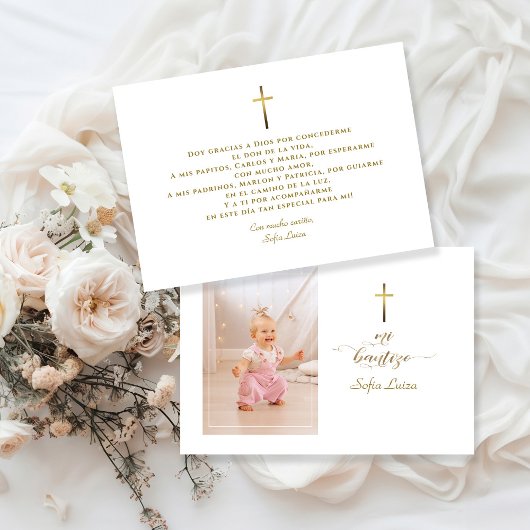 Minimalistische kalligrafie Gracias Con Oración Ba Bedankkaart