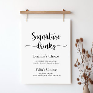 Minimalistische kalligrafie handtekening drankjes  poster