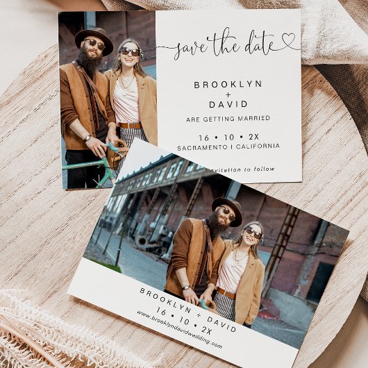 Minimalistische kalligrafie hart de datum Kaart be