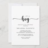 Minimalistische kalligrafie Het is een Baby shower Kaart (Voorkant)