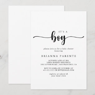 Minimalistische kalligrafie Het is een Baby shower Kaart