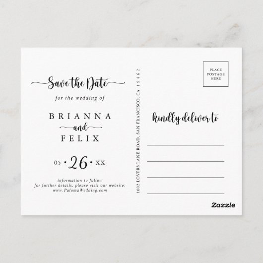 Minimalistische kalligrafie Horizontaal Save the D Briefkaart (Achterkant)
