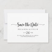 Minimalistische kalligrafie Horizontale bruiloft Save The Date (Voorkant)