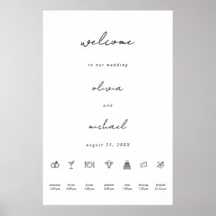 Minimalistische kalligrafie huwelijks welkomstpost poster