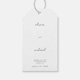 Minimalistische kalligrafie huwelijkscadeaukaartje cadeaulabel