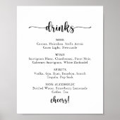 Minimalistische kalligrafie huwelijksdranken menu poster (Voorkant)