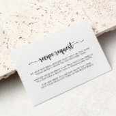 Minimalistische kalligrafie huwelijksrecept verzoe informatiekaartje