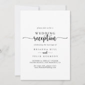 Minimalistische kalligrafie huwelijksreceptie  kaart (Voorkant)