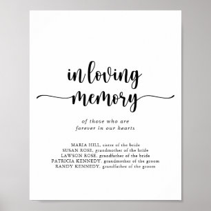 Minimalistische kalligrafie In Loving Memory bord Poster