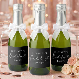 Minimalistische kalligrafie inkt vrijgezellenfeest sparkling wijnetiket