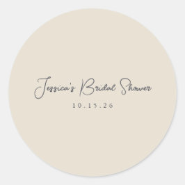 Minimalistische kalligrafie ivoor zwart bruidsdouc ronde sticker