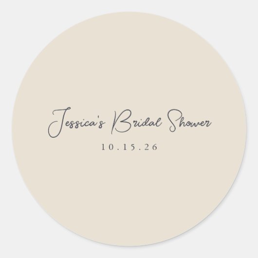 Minimalistische kalligrafie ivoor zwart bruidsmeis ronde sticker (Voorkant)