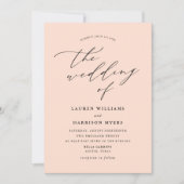 Minimalistische kalligrafie licht perzik | Trouwen Kaart (Voorkant)