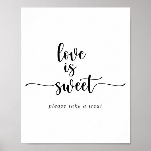 Minimalistische kalligrafie Love Is Sweet bord Poster (Voorkant)