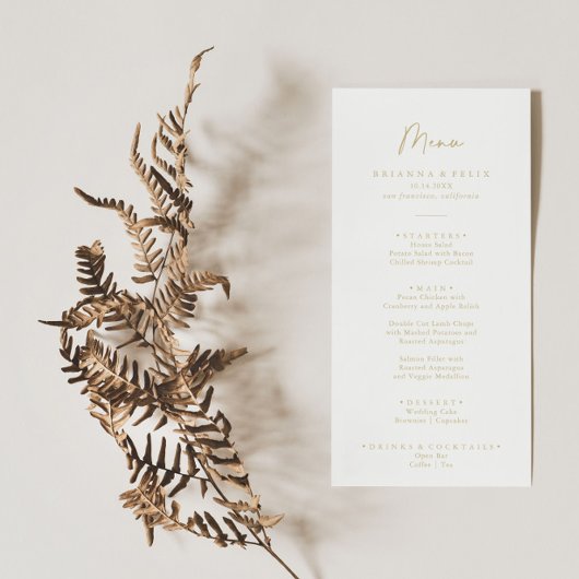 Minimalistische kalligrafie Modern Elegant Gold Di Menu