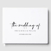 Minimalistische kalligrafie moderne elegante bruil gastenboek (Voorkant)