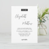 Minimalistische kalligrafie Monogram Fotobruiloft Kaart (Staand voorkant)