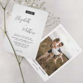Minimalistische kalligrafie Monogram Fotobruiloft Kaart