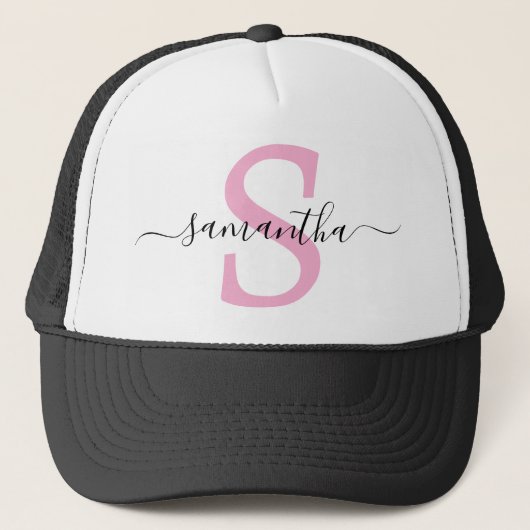 Minimalistische kalligrafie monogram initiaal trucker pet (Voorkant)