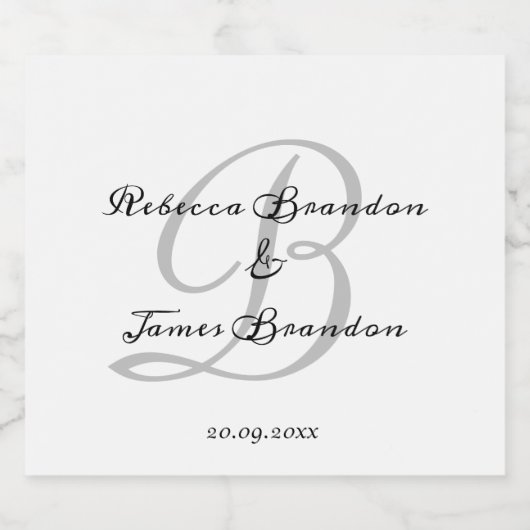 Minimalistische kalligrafie Monogram Mousserende W Sparkling Wijnetiket (Enkel label)
