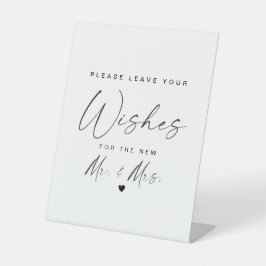 Minimalistische kalligrafie Mr en Mrs Wishes Huwel Reclamebord Met Voetstuk