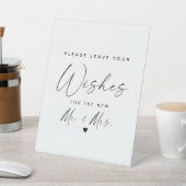 Minimalistische kalligrafie Mr. en Mrs. Wishes Wed Reclamebord Met Voetstuk (Insitu)