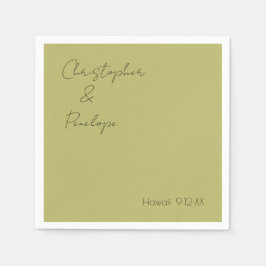 Minimalistische kalligrafie olijfgroene reis trouw servet