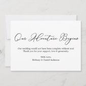 Minimalistische kalligrafie Ons avontuur Bedankt Kaart (Voorkant)