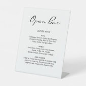 Minimalistische kalligrafie Open Bar Wit Bruiloft Reclamebord Met Voetstuk (Voorkant)