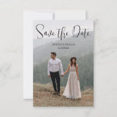 Minimalistische kalligrafie paar 2 foto's QR-code Save The Date (Voorkant)