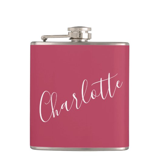 Minimalistische kalligrafie Persoonlijke naam Mage Heupfles (Voorkant)