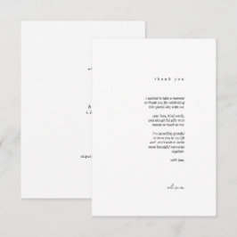 Minimalistische kalligrafie platte bedankkaart
