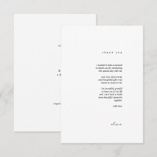 Minimalistische kalligrafie platte bedankkaart