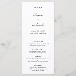 Minimalistische kalligrafie platte trouwmenu menu
